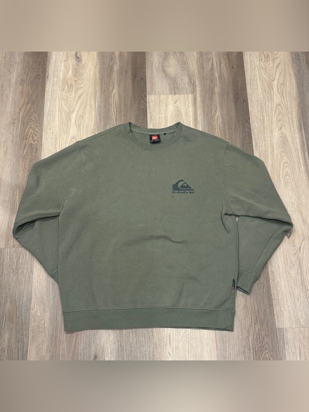 Quiksilver Men's Olive Crewneck Sweatshirt with Chest Logo